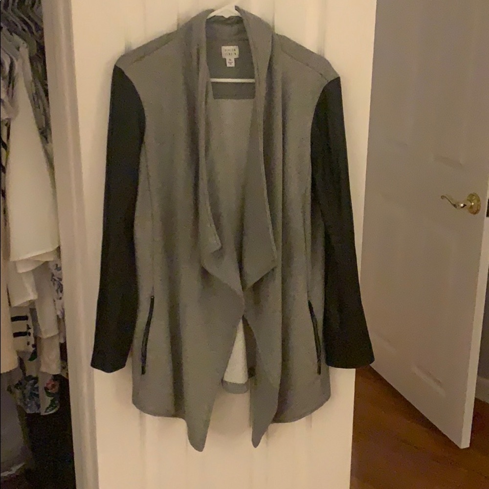 Vegan leather sleeve detailed jacket